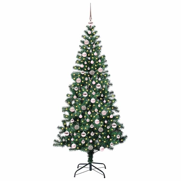 vidaXL Artificial Pre-lit Christmas Tree Green 210 cm PVC and Metal