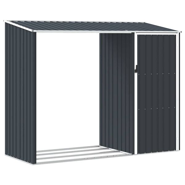 vidaXL Garden Firewood Shed Anthracite 245x98x159 cm Galvanised Steel
