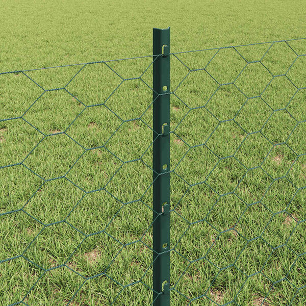 vidaXL Fence with Post Green 0.6 x 100 m Steel and PVC