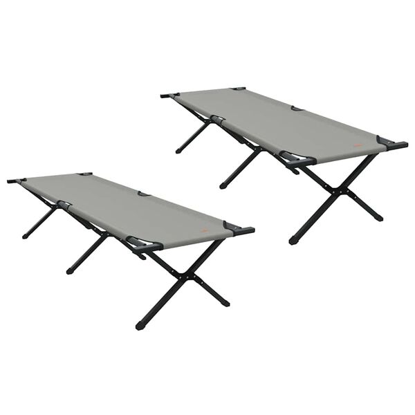 vidaXL Folding Camping Bed 2 pcs Grey 193 x 69 x 45 cm Oxford fabric