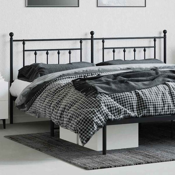 vidaXL Metal Replace Headboard Black 200 cm