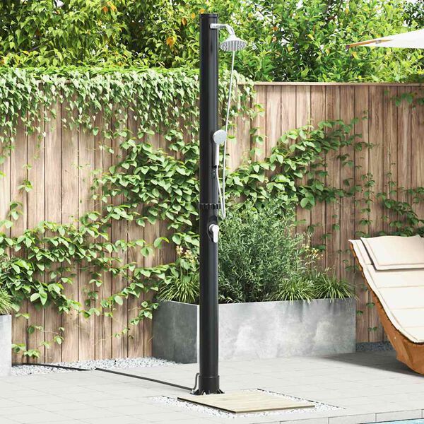 vidaXL Outdoor Solar Shower Black 217 cm PVC and aluminium