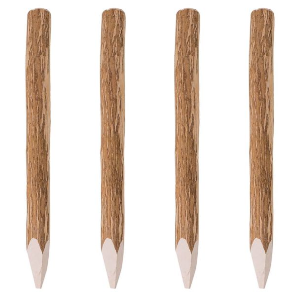 vidaXL Pointed Fence Posts 4 pcs Hazel Wood 90 cm