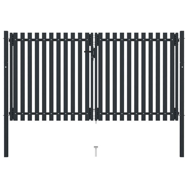 vidaXL Double Door Fence Gate Steel 300x150 cm Anthracite