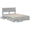 vidaXL Bed Frame with Drawer Grey Sonoma 140 x 200 cm Engineered Wood