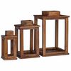 vidaXL Lantern 3 pcs LEDs Natural 30 x 30 x 44 cm Mahogany Wood