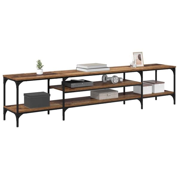 vidaXL TV Cabinet Old Wood 201 x 35 x 45 cm Engineered Wood and Iron