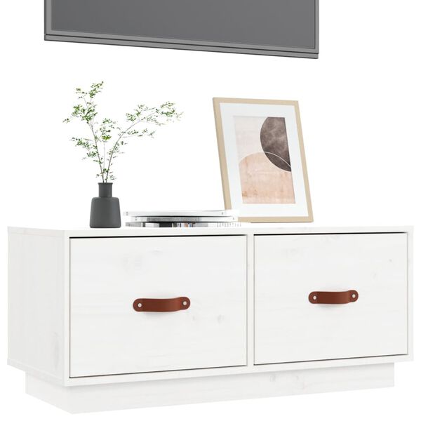 vidaXL TV Cabinet White 80x34x35 cm Solid Wood Pine