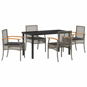 vidaXL Garden Dining Set 5 pcs Grey Poly Rattan