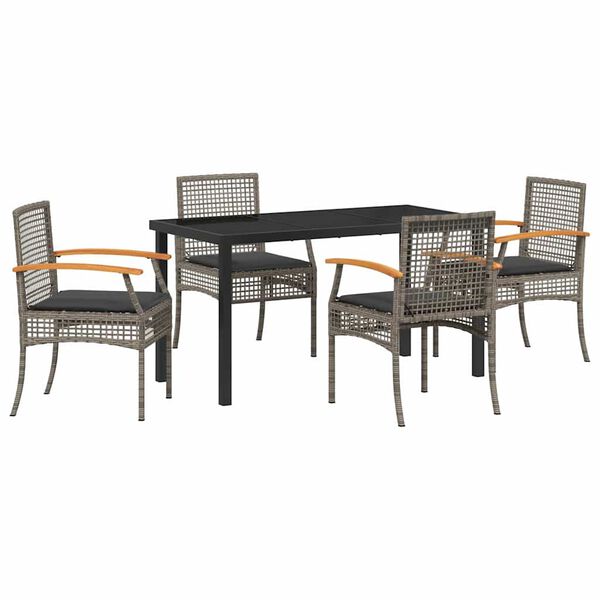 vidaXL Garden Dining Set 5 pcs Grey Poly Rattan