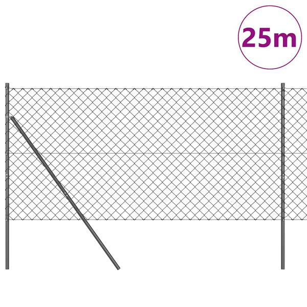 vidaXL Fence Post Grey 25 x 1.4 m (60 x 60 mm mesh) Steel and PVC