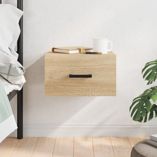 vidaXL Wall-mounted Bedside Cabinet Sonoma Oak 35x35x20 cm