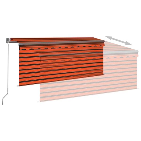 vidaXL Manual Retractable Awning with Blind&LED 3.5x2.5m Orange&Brown