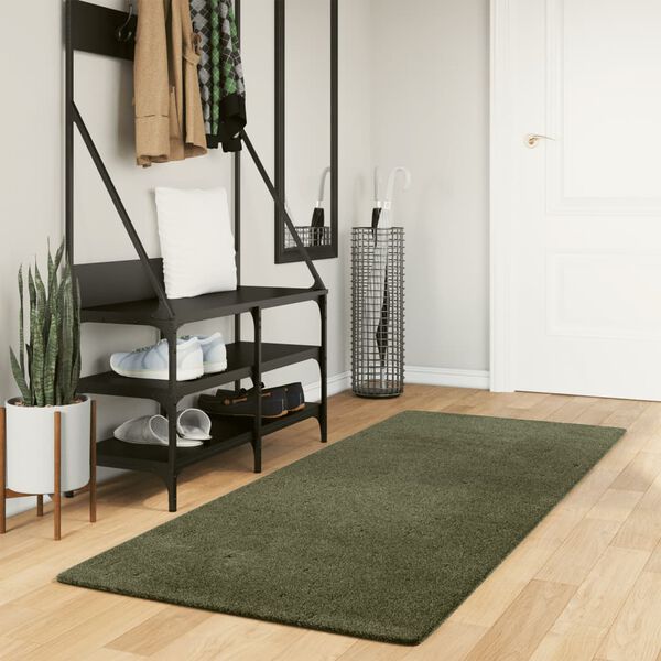 vidaXL Rug HUARTE Short Pile Soft and Washable Forest Green 80x200 cm
