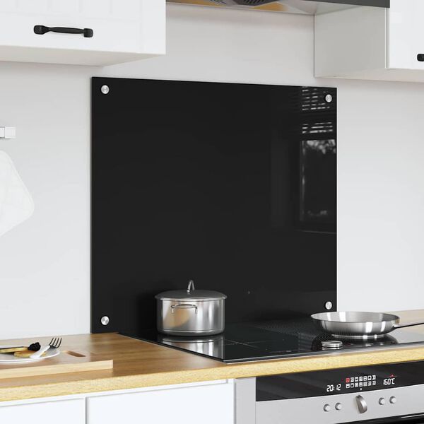 vidaXL Kitchen Backsplash Black 70 x 60 cm Tempered Glass