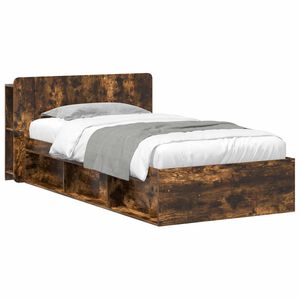 vidaXL Bed Frame with Storage Smoked Oak 90 x 200 cm Engineered Wood