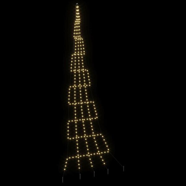 vidaXL LED Christmas Tree with Ground Spikes Warm White 500 cm Metal