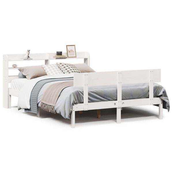 vidaXL Bed Frame without Mattress White 150x200 cm King Size Solid Wood Pine