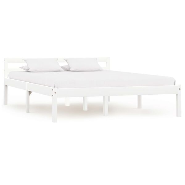 vidaXL Bed Frame without Mattress White Solid Pine Wood 140x200 cm