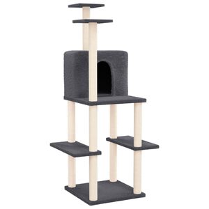vidaXL Cat Tree with Sisal Scratching Posts Dark Grey 144.5 cm