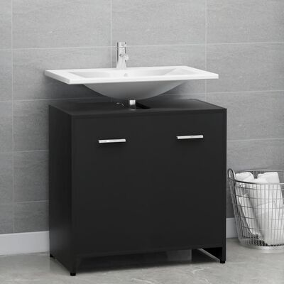 vidaXL Bathroom Cabinet Black 60x33x61 cm Engineered Wood
