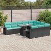 vidaXL 11 Piece Garden Sofa Set with Cushions Black Poly Rattan Acacia