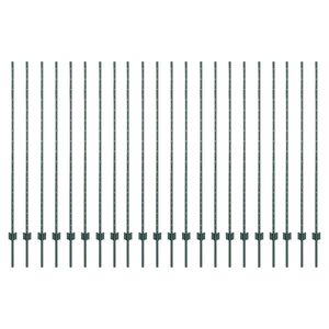 vidaXL Embedded Fence Post 22 pcs Green 200 cm Powder-Coated Steel