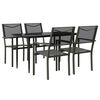 vidaXL 5 Piece Garden Dining Set Black Steel and Textilene