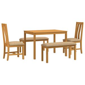 vidaXL Dining Set 5 pcs Beige Solid Oak Wood