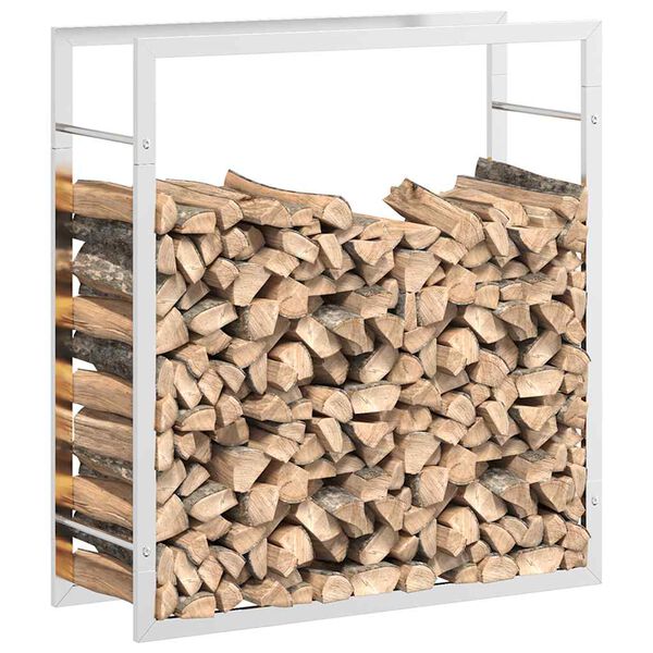 vidaXL Firewood Rack 80x28x86 cm Stainless Steel