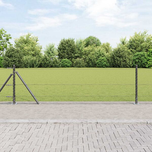 vidaXL Fence Post Grey 25 x 0.6 m (13 mm mesh) Steel and PVC
