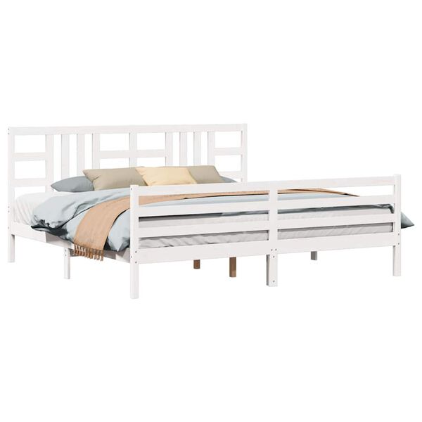 vidaXL Bed Frame without Mattress White 200x200 cm Solid Wood