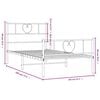 vidaXL Metal Bed Frame without Mattress with Footboard White 100x190cm