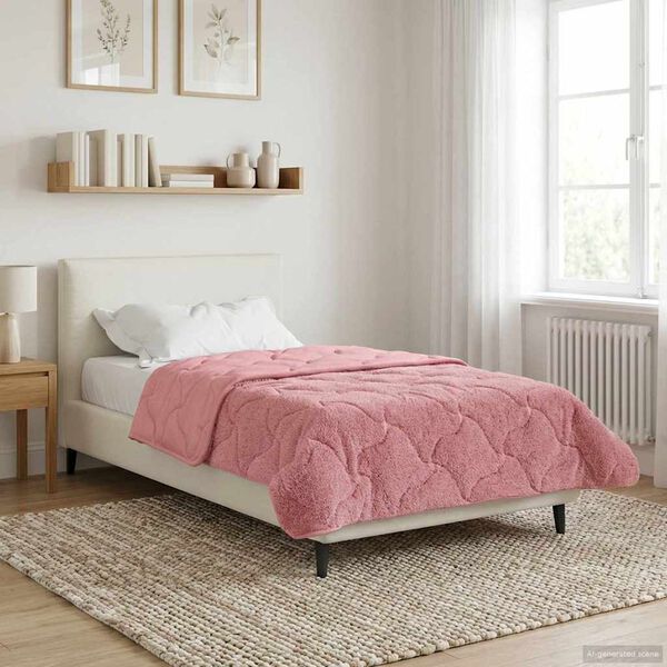 vidaXL Full Year Duvet Pink 140 x 220 cm Microfiber and Teddy fleece