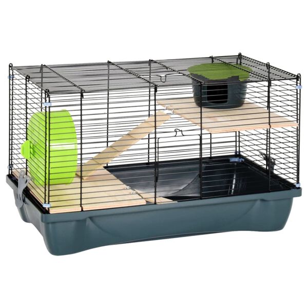 vidaXL Hamster Cage Grey 58x32x36 cm Polypropylene and Metal