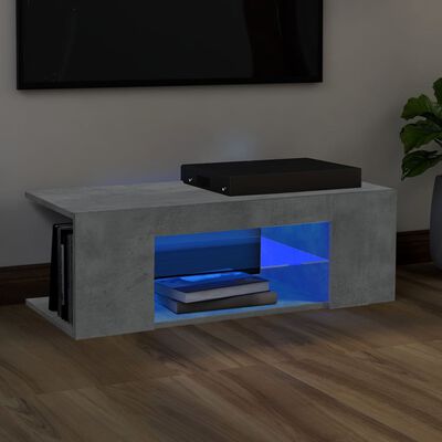 vidaXL TV Cabinet with LED Lights Concrete Grey 90x39x30 cm