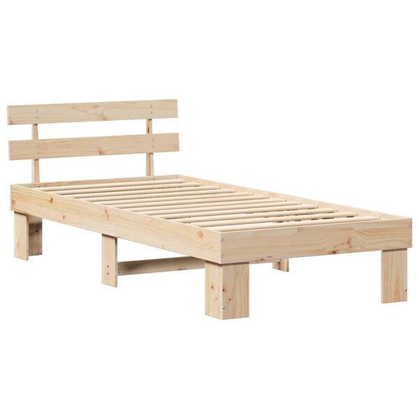 vidaXL Bed Frame with Headboard Natural 80 x 200 cm Solid Pine Wood