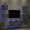 vidaXL 5 Piece TV Wall Cabinets with LED Lights Concrete Grey