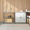 vidaXL Kitchen Storage Set with Shelf 2 pcs Silver Galvanised Steel
