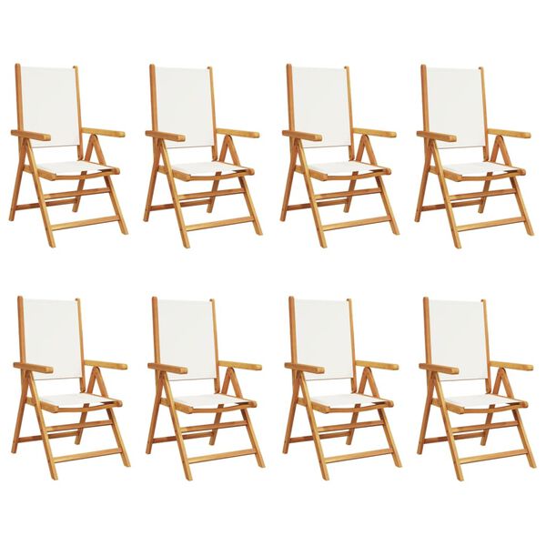 vidaXL Reclining Garden Chairs 8 pcs Cream White Fabric and Solid Wood