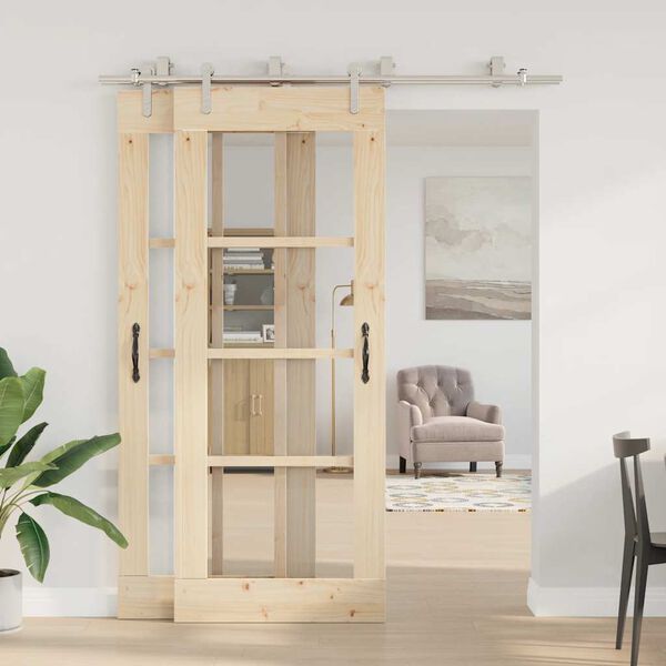 vidaXL Sliding Door Hardware Kit 183 cm Stainless Steel Silver