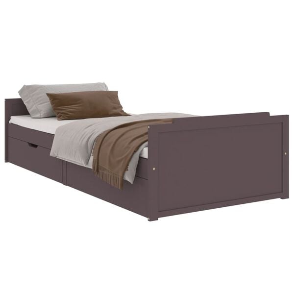 vidaXL Bed Frame without Mattress Dark Brown Solid Wood Pine 90x200 cm