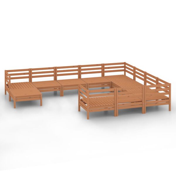 vidaXL 11 Piece Garden Lounge Set Honey Brown Solid Wood Pine