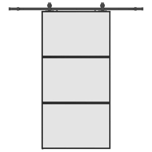 vidaXL Sliding Door with Hardware Set Black 102.5x205 cm Tempered Glass