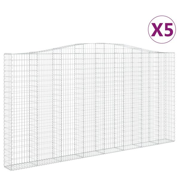 vidaXL Arched Gabion Baskets 5 pcs 400x30x200/220 cm Galvanised Iron