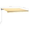 vidaXL Freestanding Manual Retractable Awning 450x300 cm Yellow/White