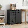 vidaXL Rolling Cabinet Grey 63.5 x 39 x 65.5 cm Solid Pine Wood