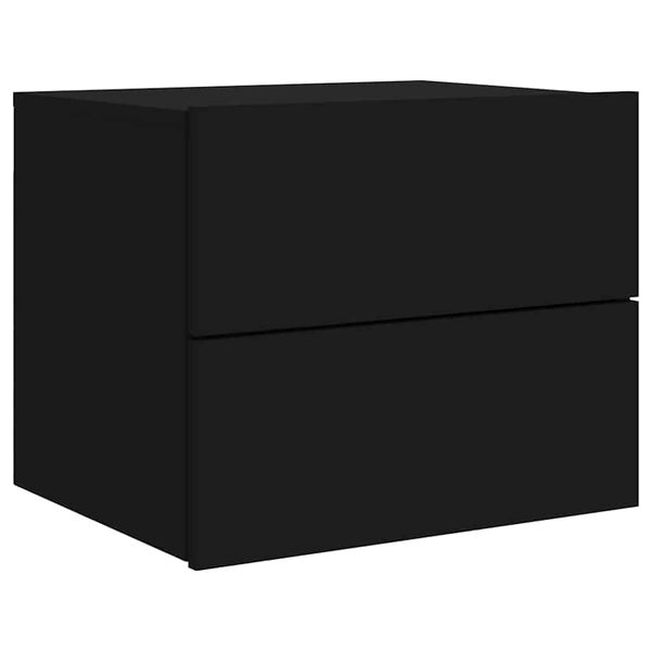 vidaXL Wall-mounted Bedside Cabinet with LED Lights Black