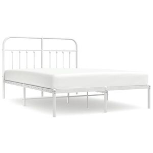 vidaXL Metal Bed Frame without Mattress with Headboard White 140x200cm