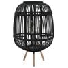 vidaXL Candle Holder | Black | Bamboo and Glass | Medium | Decorative Inlays